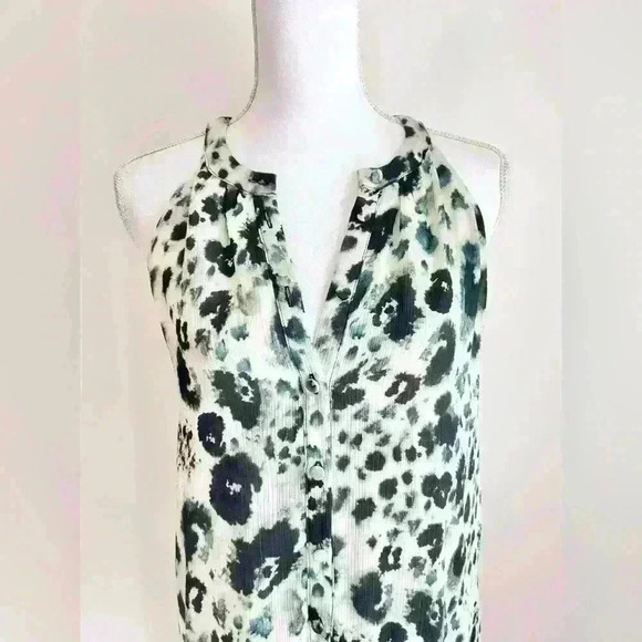 Zara Z1975 Denim Leopard Blue Tone Side Slit Button Down Sleeveless Maxi Dress - Picture 3 of 10